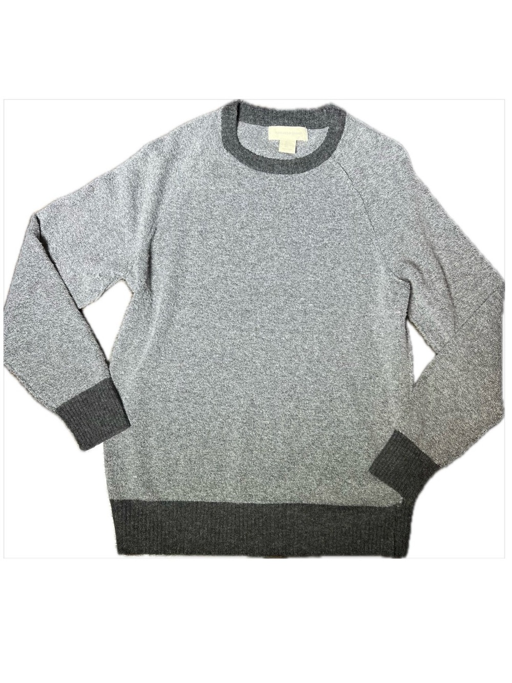 Frederik Anderson Copenhagen Gray Colorblock Knit Pullover Sweater Crew Neck L